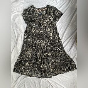Anthropologie Maeve Sacha Tiered textured  black and white print dress size xs/s